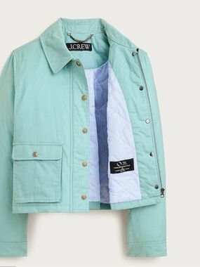 J. Crew pale Green Cropped Utility Jacket XL NWT